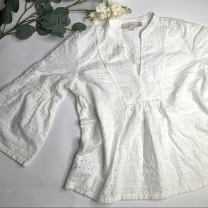 LOFT | white geo cutout shirt SP EUC